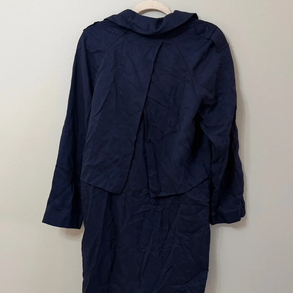 Topshop Navy Blue Trench Coat - Picture 8 of 11